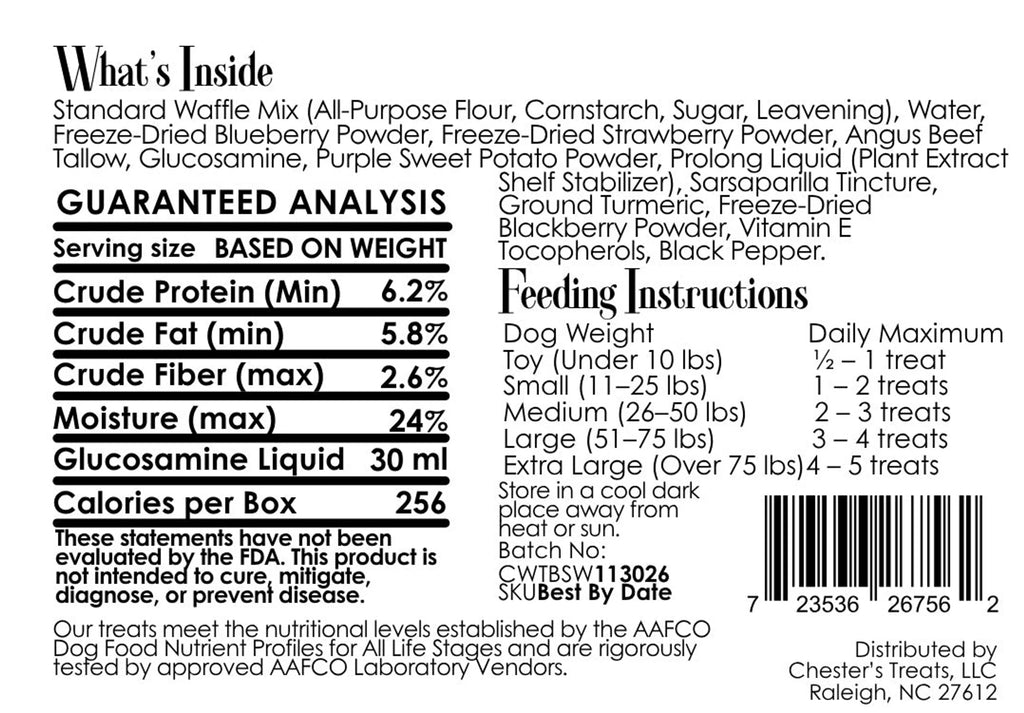 Chester Triple Berry Waffle Dog Treats with Glucosamine