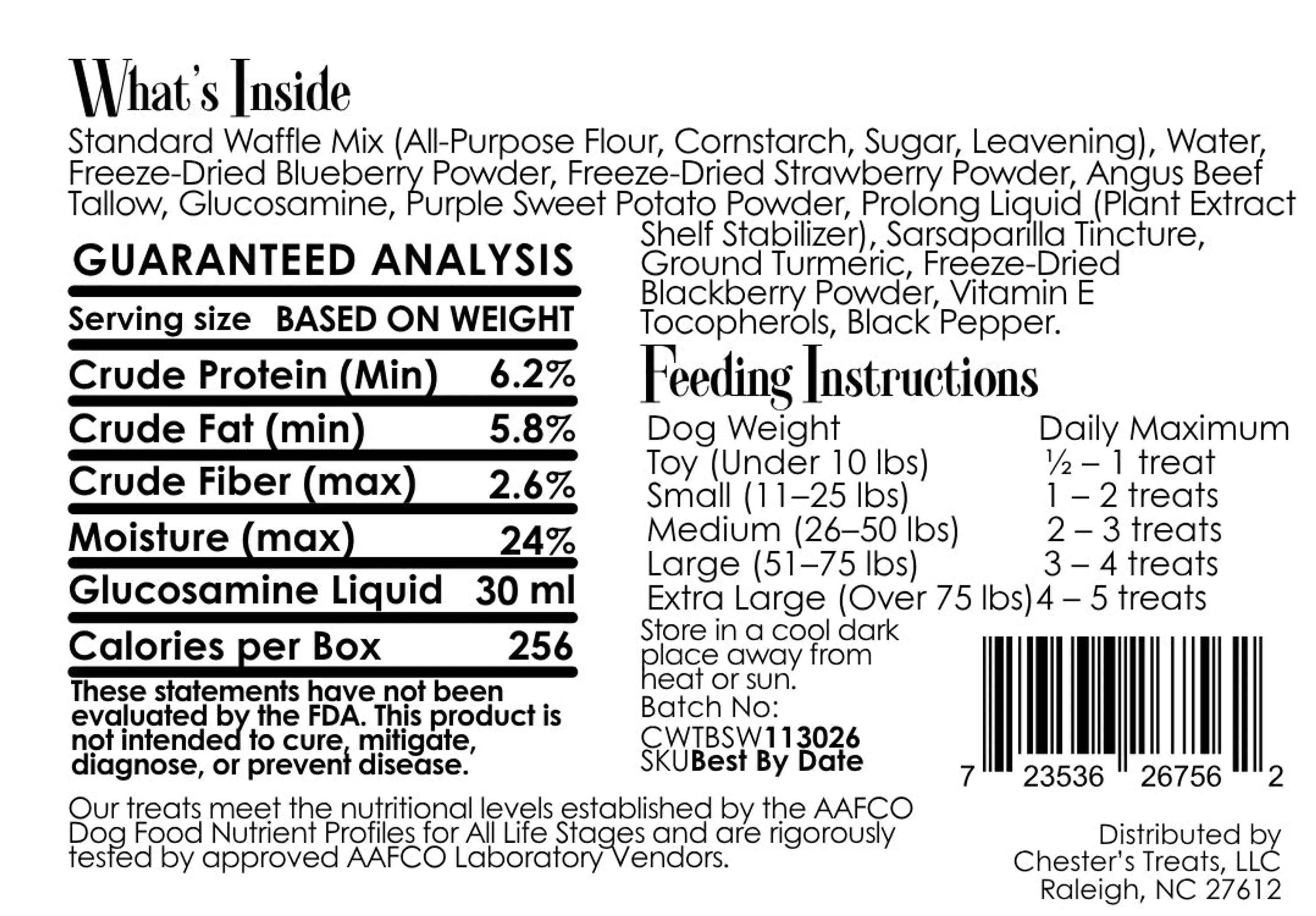 Chester Triple Berry Waffle Dog Treats with Glucosamine