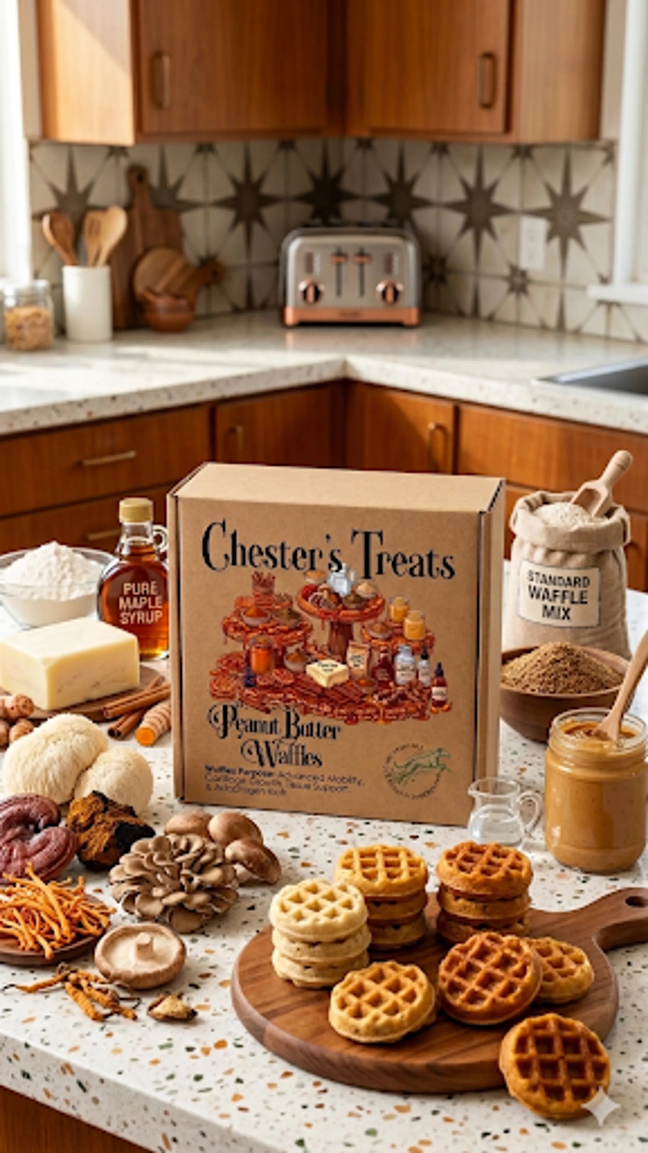Chester Peanut Butter Waffle Dog Treats with Glucosamine