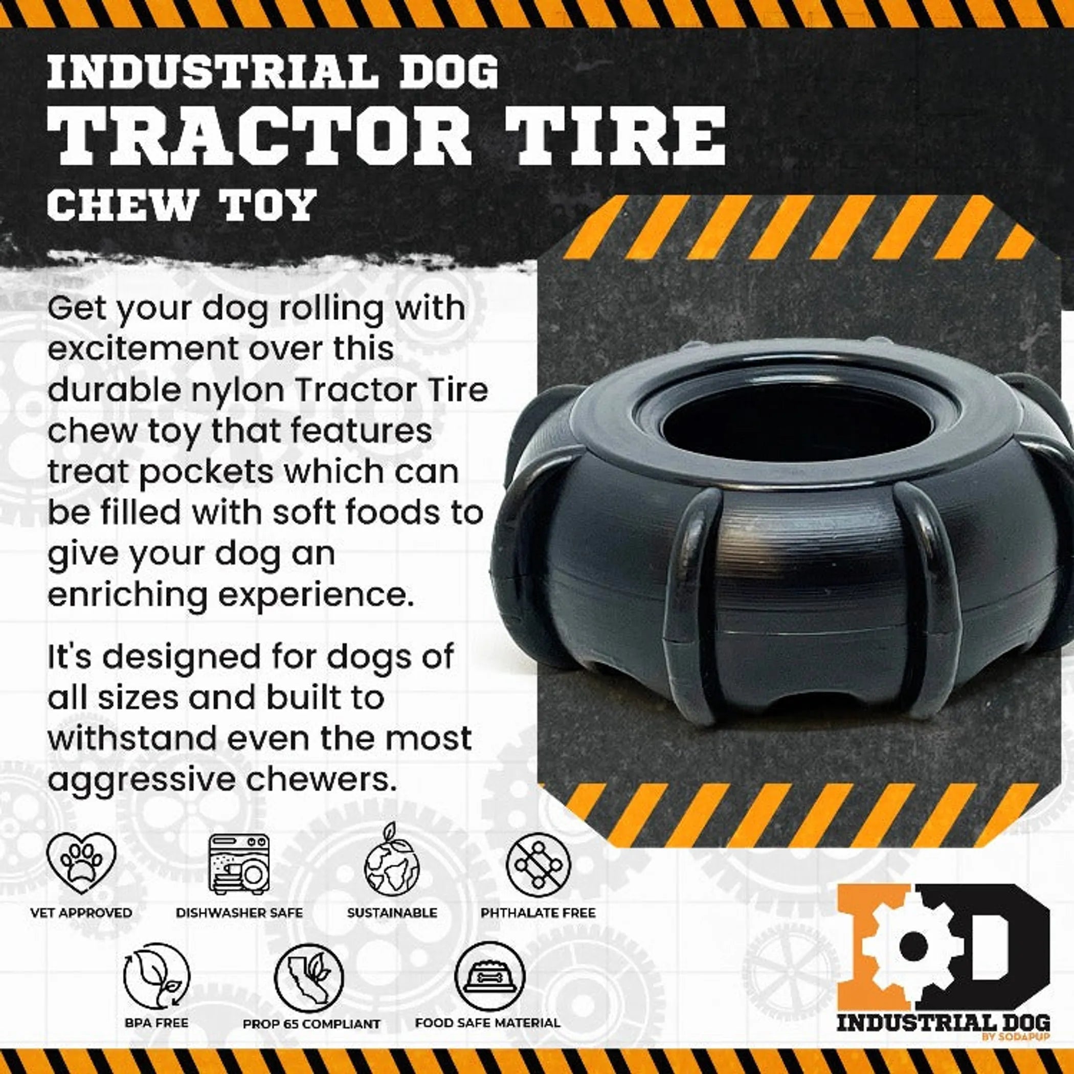 Tractor Tire Nylon Dog Chew Toy for Super Chewers  & FDA Compliant